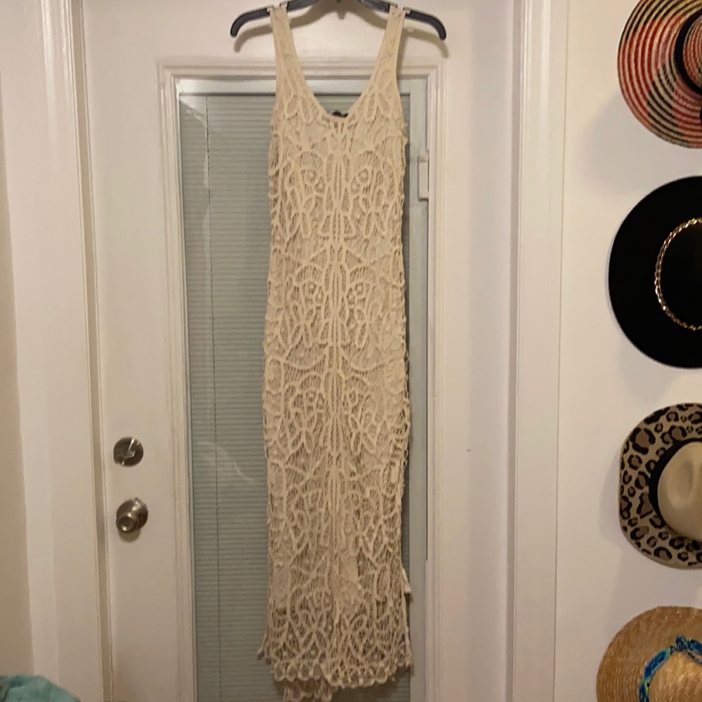 INC, International Concepts, Size: XS Cream, Lace, lined Maxi Dress